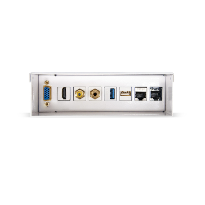 Caja de conexiones multimedia de pared VGA+HDMI+JACK3.5+RCA+2xUSB+2xRJ45, Blanco