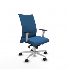 Piqueras y Crespo Albacete confidente sincro similpiel azul claro brazos 1D blancos base aluminio ruedas 65 mm nailon