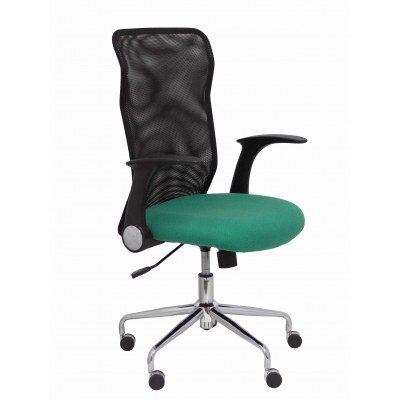 Silla Minaya respaldo malla negro asiento bali verde esmeralda
