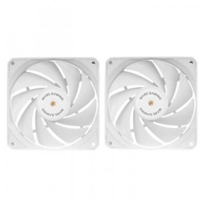 VENTILADOR INTERNO MARS GAMING MFNCLX2W KIT DE DOS FBD DE COBRE 120mm CONEXION PWM COLOR BLANCO