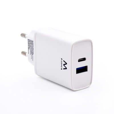 EWENT EW1321 Cargador rapido Q3 20w Usb-C y Usb-A