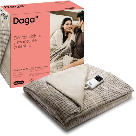 Manta eléctrica Daga Relax Suave XL 26226, 180 x 140 cm, 150 W, 6 niveles, temporizador 1/3/9 h, tejido ultrasuave, crema - imagen 5