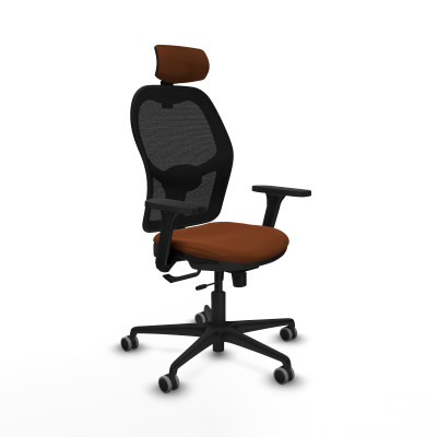 Jorquera traslack malla negra similpiel marrón brazos 3D base nailon cabecero 2D ruedas 65mm engomada