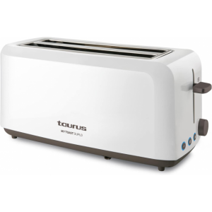 Tostador Taurus MYTOAST DUPLO, 2 ranuras largas, 1450W, 6 niveles, 3 funciones, ref. 960639000, blanco