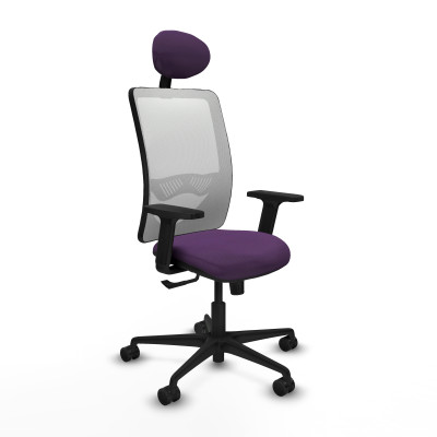 Zulema sincro malla blanca bali morado brazos 2D base nailon cabecero fijo ruedas 65mm nailon
