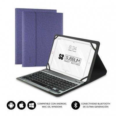 Funda con Teclado Subblim Keytab Pro Bluetooth para Tablets de 10.1-10.8/ Purpura