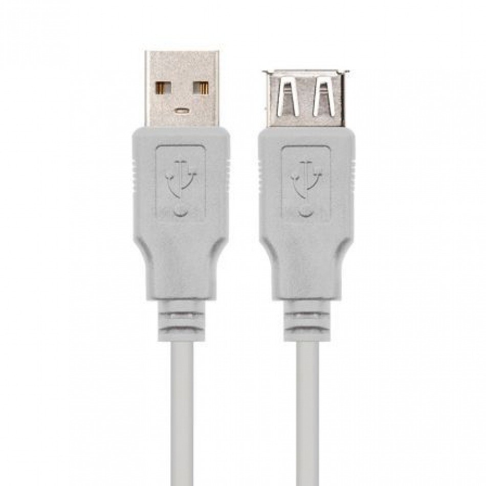Cable Alargador USB 2.0 Nanocable 10.01.203/ USB Macho - USB Hembra/ 1.8m/ Beige