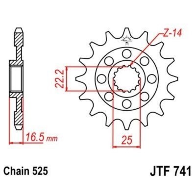 Piñón con goma anti-ruido JT SPROCKETS acero 741 - Paso 525 JTF741.15RB