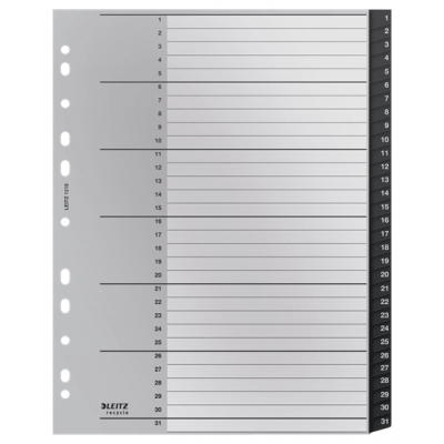 12180000 lengüeta de índice Separador numérico con pestaña Polipropileno (PP) Negro, Blanco