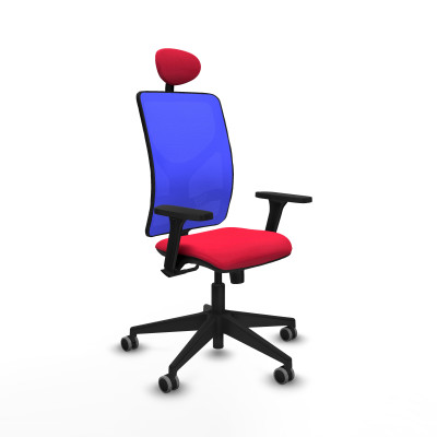 Motilla sincro malla azul bali rojo brazos 3D base piramidal cabecero fijo ruedas 65mm engomadas