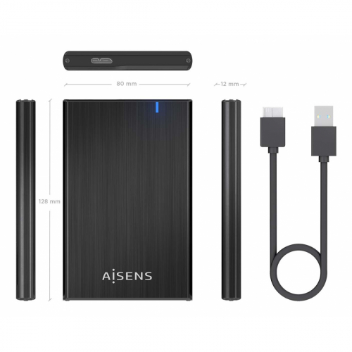 AISENS - CAJA EXTERNA 2,5" ASE-2528B 9.5MM SATA A USB 3.0/USB3.1 GEN1, NEGRA