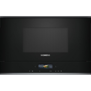 Microondas integrable Siemens BF722R1B1, Serie iQ700, 21 litros, 900W, con grill, Hidrolítico, 5 potencias, 7 programas, apertura lateral derecha, negro