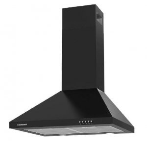 Campana decorativa de pared piramidal Corberó KURAMATHI660B, 60 cm, 621 m3/h, clase A, 3 velocidades, 69dB, filtro aluminio, 2 luces LED, negro