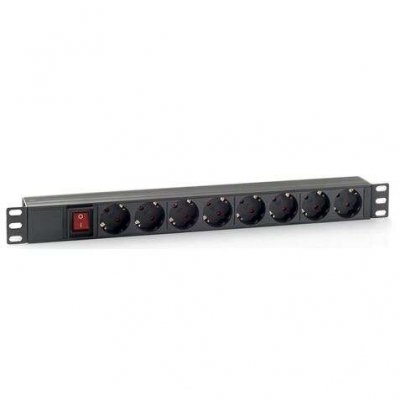 Cromad Regleta 8 Shuckos para Montaje en Rack 19 1U - Interruptor On/Off - Carcasa de Plastico - Cable de 1.80m