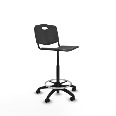 Taburete Robledo giratorio plástico negro sin brazos base poliamida ruedas engomadas 50mm