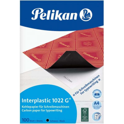 Pelikan Paquete de 100 Papel Carbon Interplastic 1022G - 100 Folios - Alta Calidad - Facil de Usar - Ideal para Copias Precisas - Color Negro