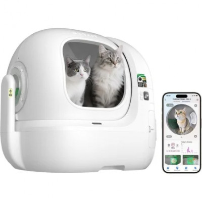 Arenero para Gatos Autolimpiable PetKit PuroBot Max Pro 2/ 76L/ Control desde APP/ Blanco