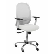 Piqueras y Crespo Silla Cilanco blanca malla blanca asiento bali blanco brazo regulable base cromada ruedas de parque