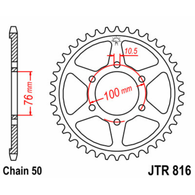 Corona JT SPROCKETS acero estándar 816 - Paso 530 JTR816.40