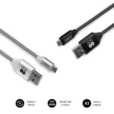 Cable de datos subblim usb tipo c - usb tipo a pack 2 negro y plata