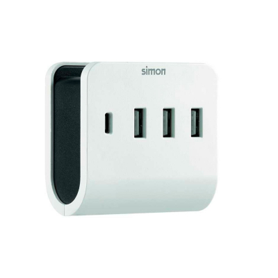 Adaptador 3 usb a + 1 usb c 16 a con soporte para smartphone