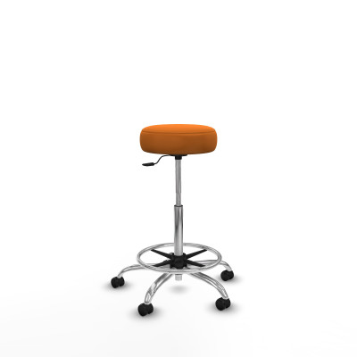 Tolosa giratorio similpiel naranja base cromada ruedas engomadas 50mm aro cromado