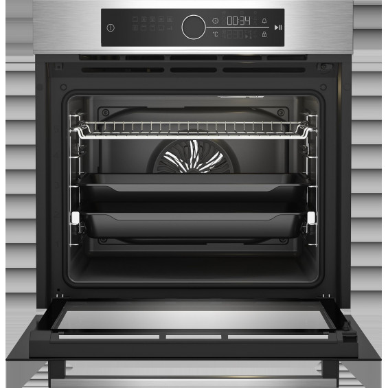 Horno multifunción Beko BBIM12400XMPS, 72 litros, 15 funciones, AeroPerfect, pirólisis, SteamShine, SoftClose, clase A+, inox