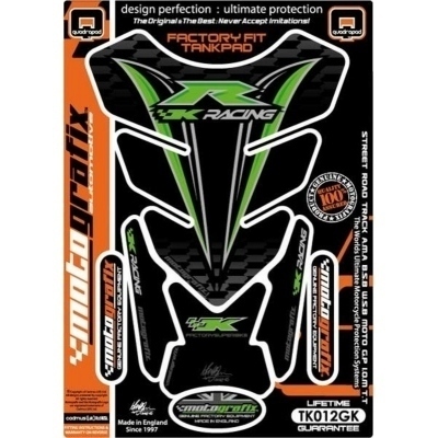 Protector de depósito Motografix Kawasaki 4 piezas negro verde TK012GK