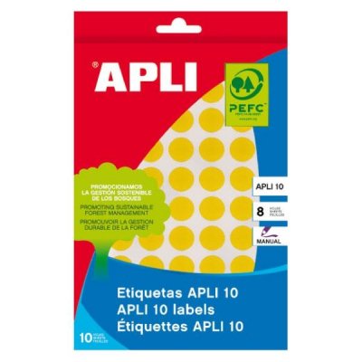 APLI Paq.616 etiquetas escritura manual redondas 13mm amarillo