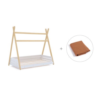 Cama cabaña Montessori madera 70x140 cm + toldo Ariake · Homy Life