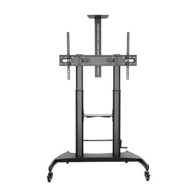 AISENS - SOPORTE DE SUELO ECO CON RUEDAS Y MANIVELA, BANDEJA PARA DVD Y SOPORTE DE CÁMARA PARA MONITOR/TV 100KG DE 60-100, NEGRO