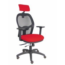 Piqueras y Crespo Silla Jorquera traslack malla negra asiento bali rojo brazos 3D cabecero regulable