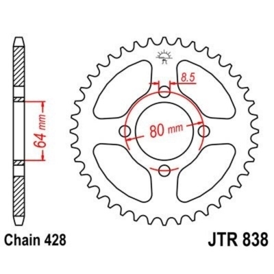 Corona JT 838 de acero con 37 dientes JTR838.37