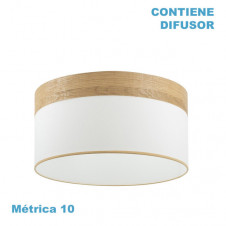 Pantalla Colgante Cloe M10 Blanca/madera-clara 50dx50dx22h Difusor Incluido