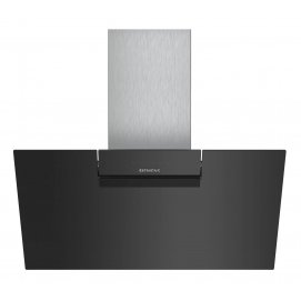 Campana decorativa de pared inclinada Siemens LC87KEM60, 80 cm, 669 m3/h, clase B, 3 velocidades + intensivo, 76dB, Touch Control, cristal negro