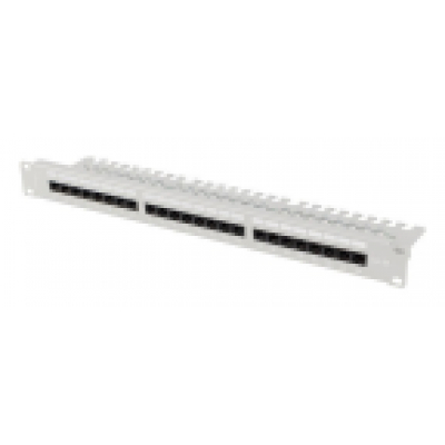 PATCH PANEL LANBERG 24 PUERTOS 1U 19 CAT.6A UTP CON ORGANIZADOR CABLES GRIS