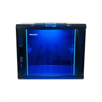 Armario rack mural phasak pro 6u pho 2106 600x450 negro ventilacion iluminacion cerradura