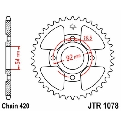 Corona JT SPROCKETS acero estándar 1078 - Paso 420 JTR1078.47