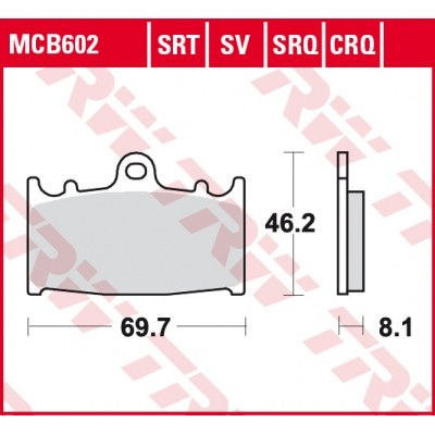 Pastillas de freno delanteras sinterizadas serie SRT TRW MCB602SRT