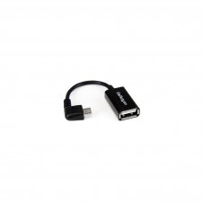 StarTech.com Cable Adaptador Micro USB B macho a USB A hembra OTG Acodado a la Derecha de 12cm - negro