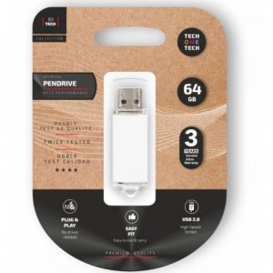 Memoria USB Pendrive 64GB Tech One Tech Basic USB 2.0/ Blanco