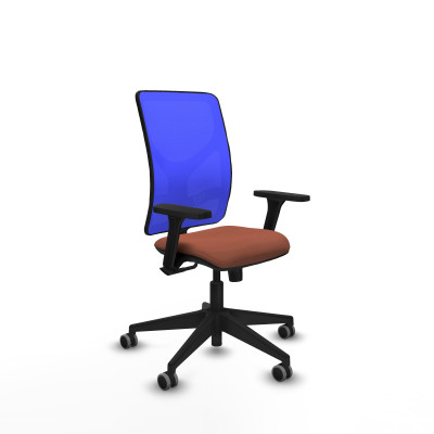 Motilla sincro malla azul bali marrón brazos 3D base piramidal ruedas 65mm engomadas