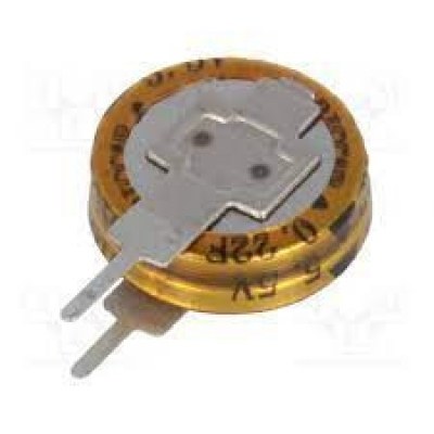 SuperCondensador Electrolitico 0,22 Faradios 5,5Vdc posicion Vertical