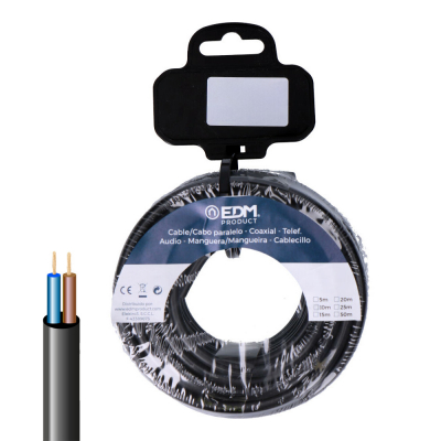 Carrete manguera tubular h05vv-f 2 x 1,00 mm² negra, 15 m