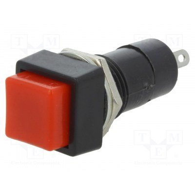 Pulsador Circuito Abierto ROJO cuadrado 3A/250Vac