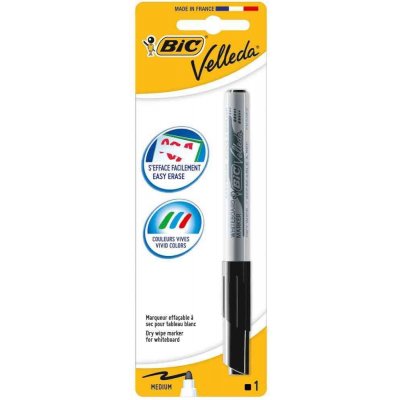 Bic Velleda 1741 Marcador para Pizarra - Punta de 4.5 mm - Trazo 1.4mm - Tinta con Base de Acetona - Borrado Optimo - Larga Duracion - Color Negro