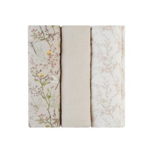 Juego de pañales de muselina 3 uds 100x100 cm Secret Garden Beige