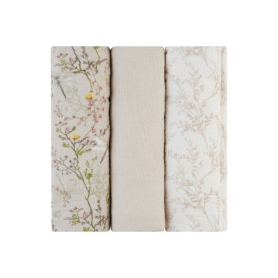 Juego de pañales de muselina 3 uds 100x100 cm Secret Garden Beige