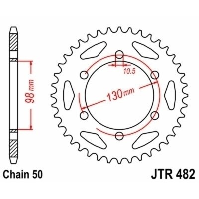 Corona JT SPROCKETS acero estándar 482 - Paso 530 JTR482.47