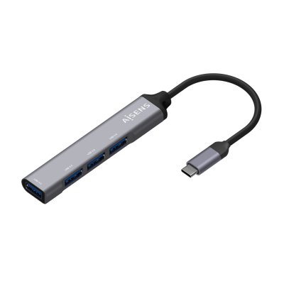 Aisens Adaptador Hub USB 3.1 Tipo C a 4x USB 3.0 Gris